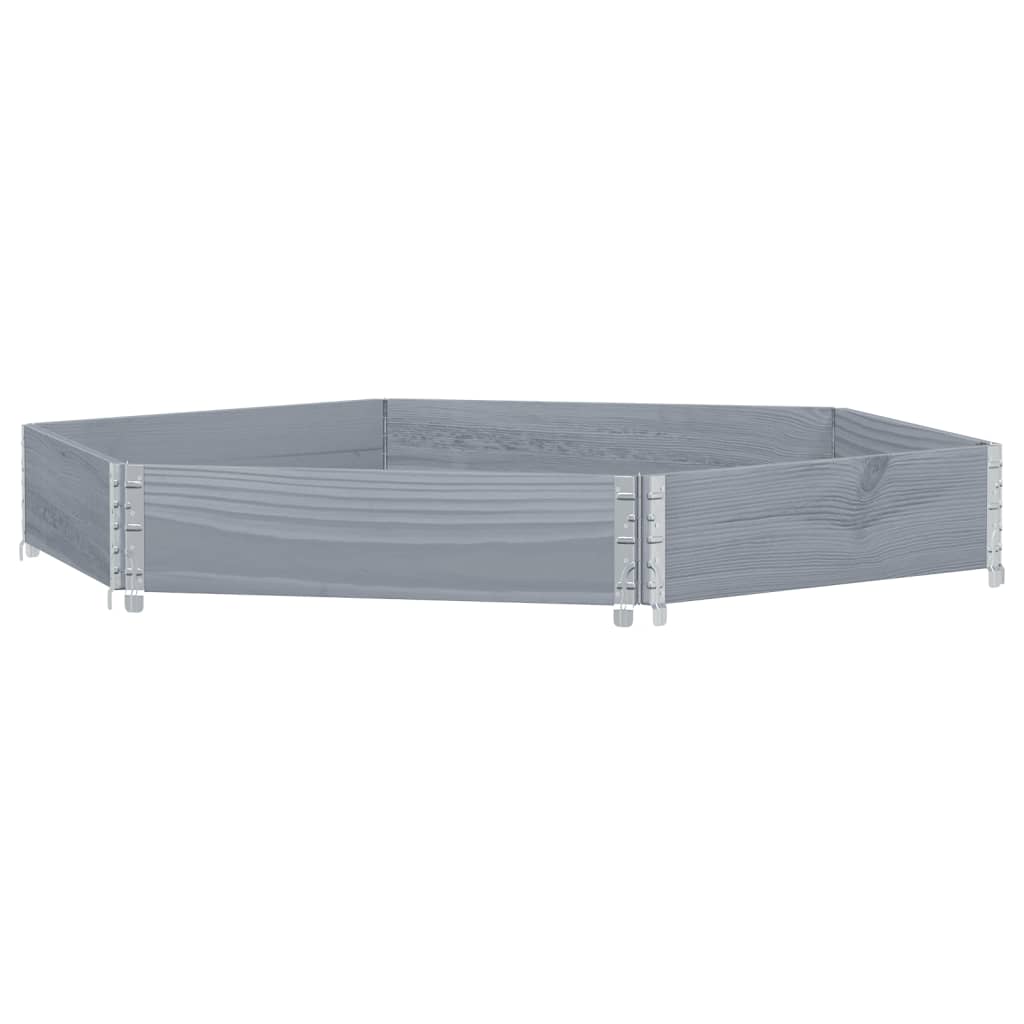 højbed 160x160 cm massivt fyrretræ sekskantet grå