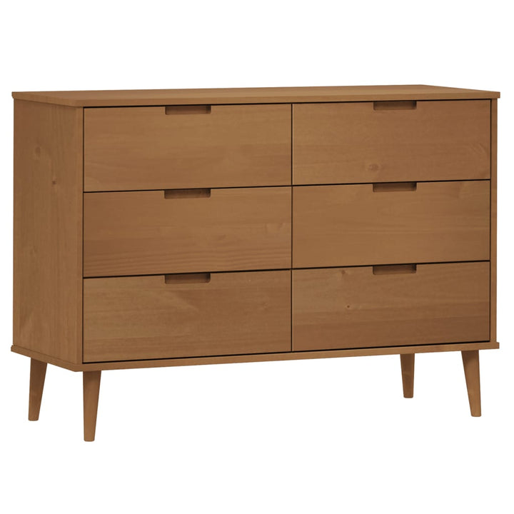 sengebord MOLDE 113x40x80 cm massivt fyrretræ brun