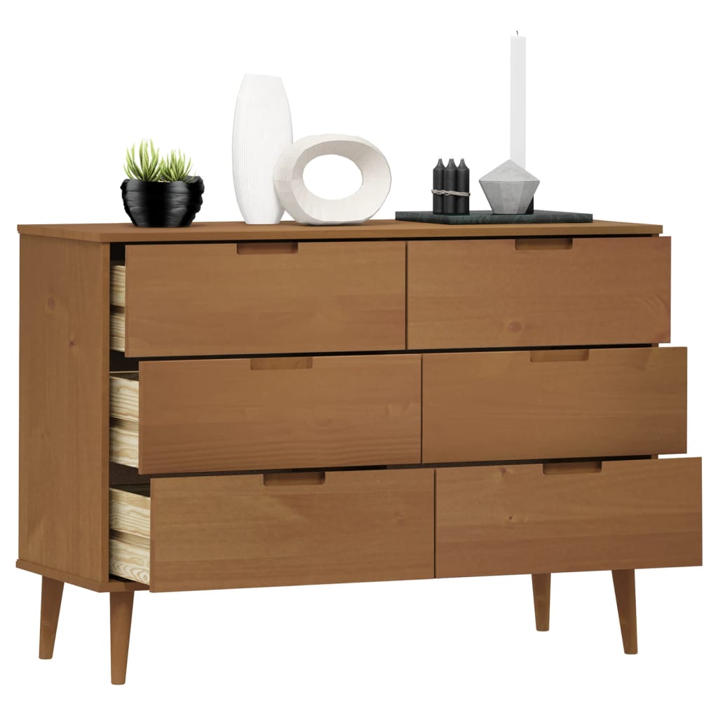 sengebord MOLDE 113x40x80 cm massivt fyrretræ brun