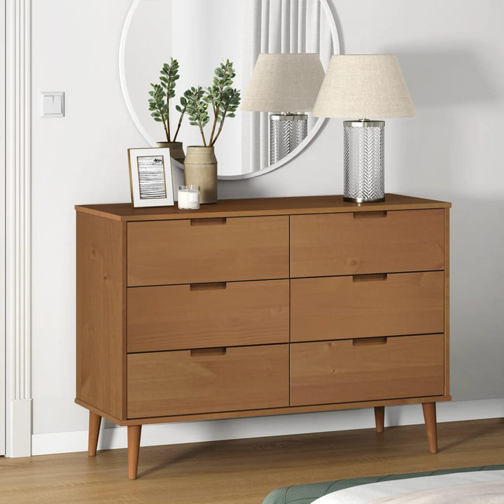 sengebord MOLDE 113x40x80 cm massivt fyrretræ brun