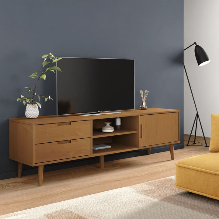 tv-skab MOLDE 158x40x49 cm massivt fyrretræ brun