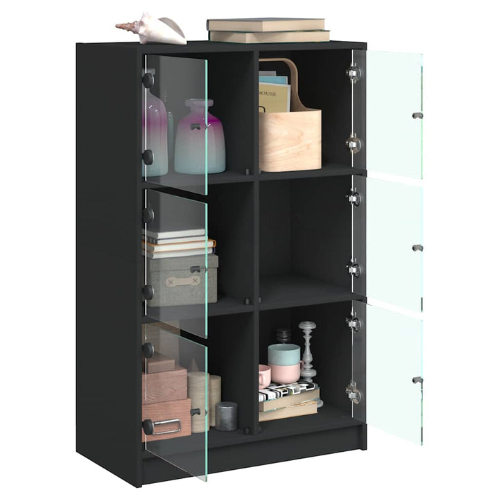 skab med låger 68x37x109 cm konstrueret træ sort