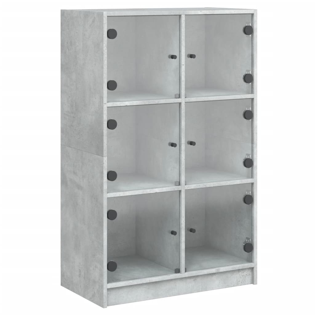 skab med låger 68x37x109 cm konstrueret træ betongrå