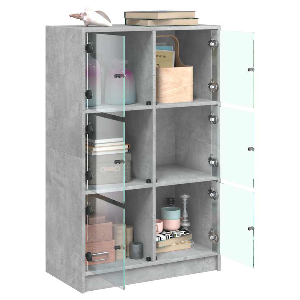 skab med låger 68x37x109 cm konstrueret træ betongrå