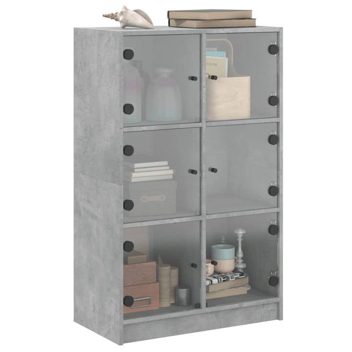 skab med låger 68x37x109 cm konstrueret træ betongrå