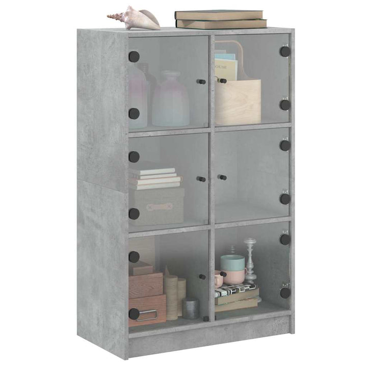 skab med låger 68x37x109 cm konstrueret træ betongrå