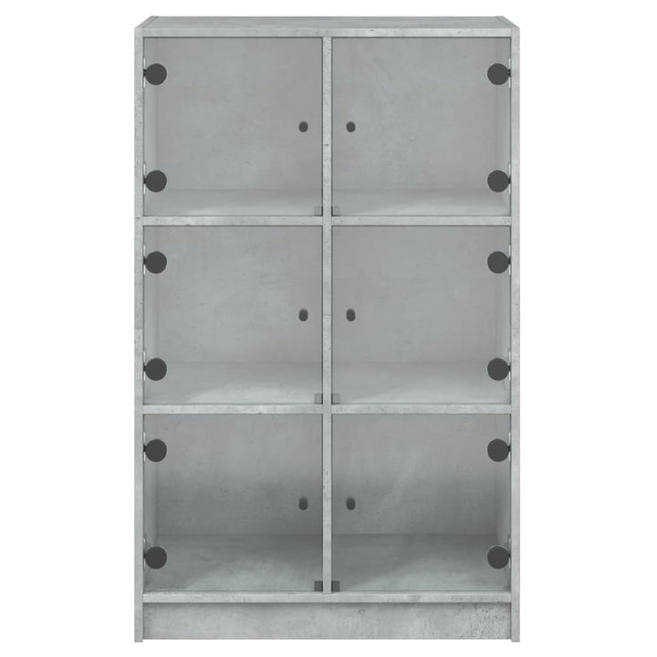 skab med låger 68x37x109 cm konstrueret træ betongrå