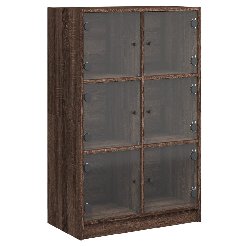 skab med låger 68x37x109 cm konstrueret træ brun egetræsfarve