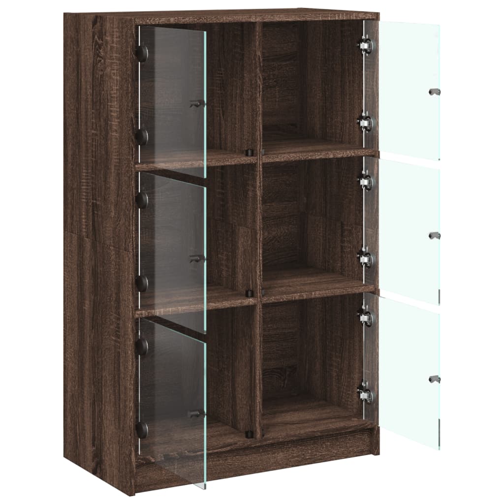 skab med låger 68x37x109 cm konstrueret træ brun egetræsfarve