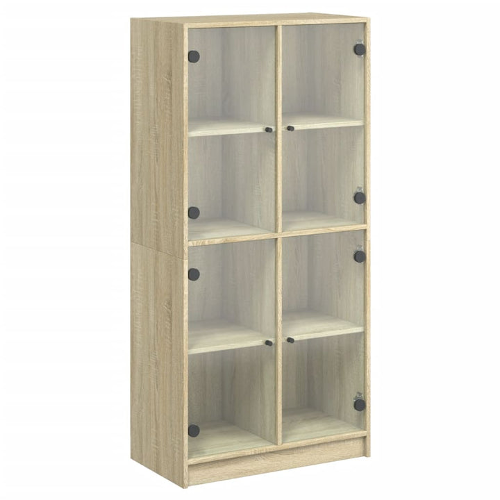 skab med låger 68x37x142 cm konstrueret træ sonoma-eg
