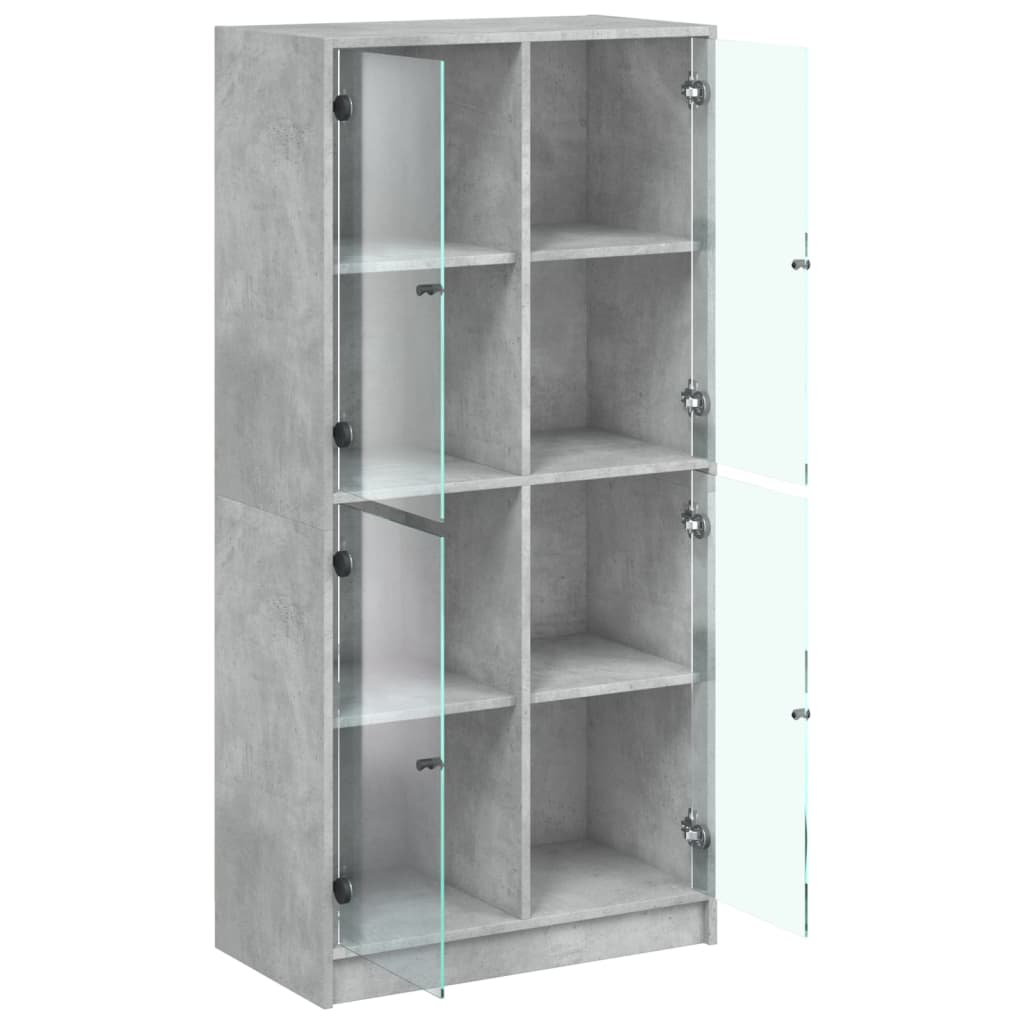 skab med låger 68x37x142 cm konstrueret træ betongrå