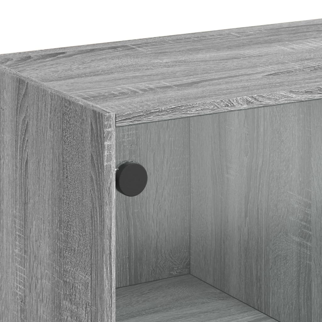 skab med låger 68x37x142 cm konstrueret træ grå sonoma-eg