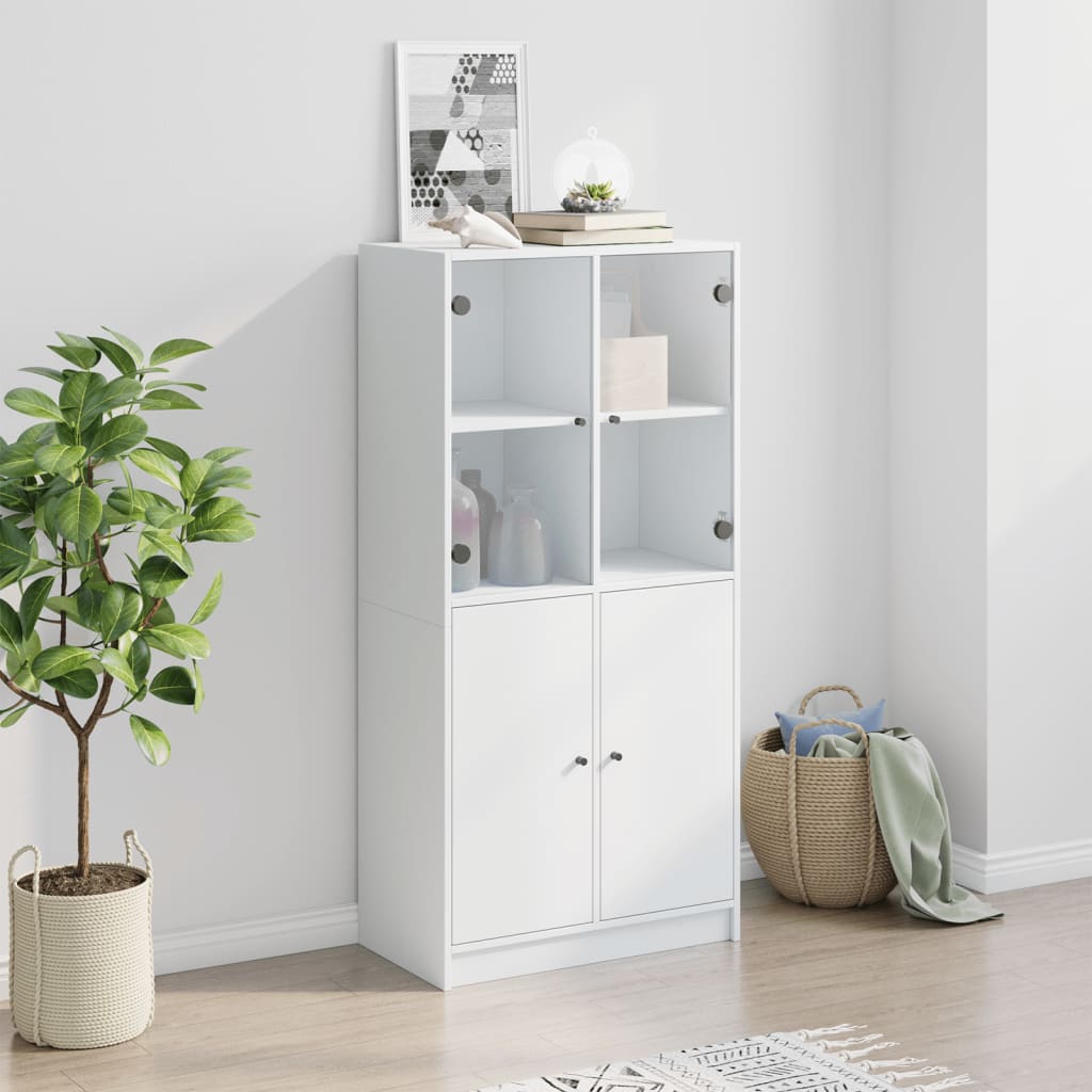 skab med låger 68x37x142 cm konstrueret træ hvid