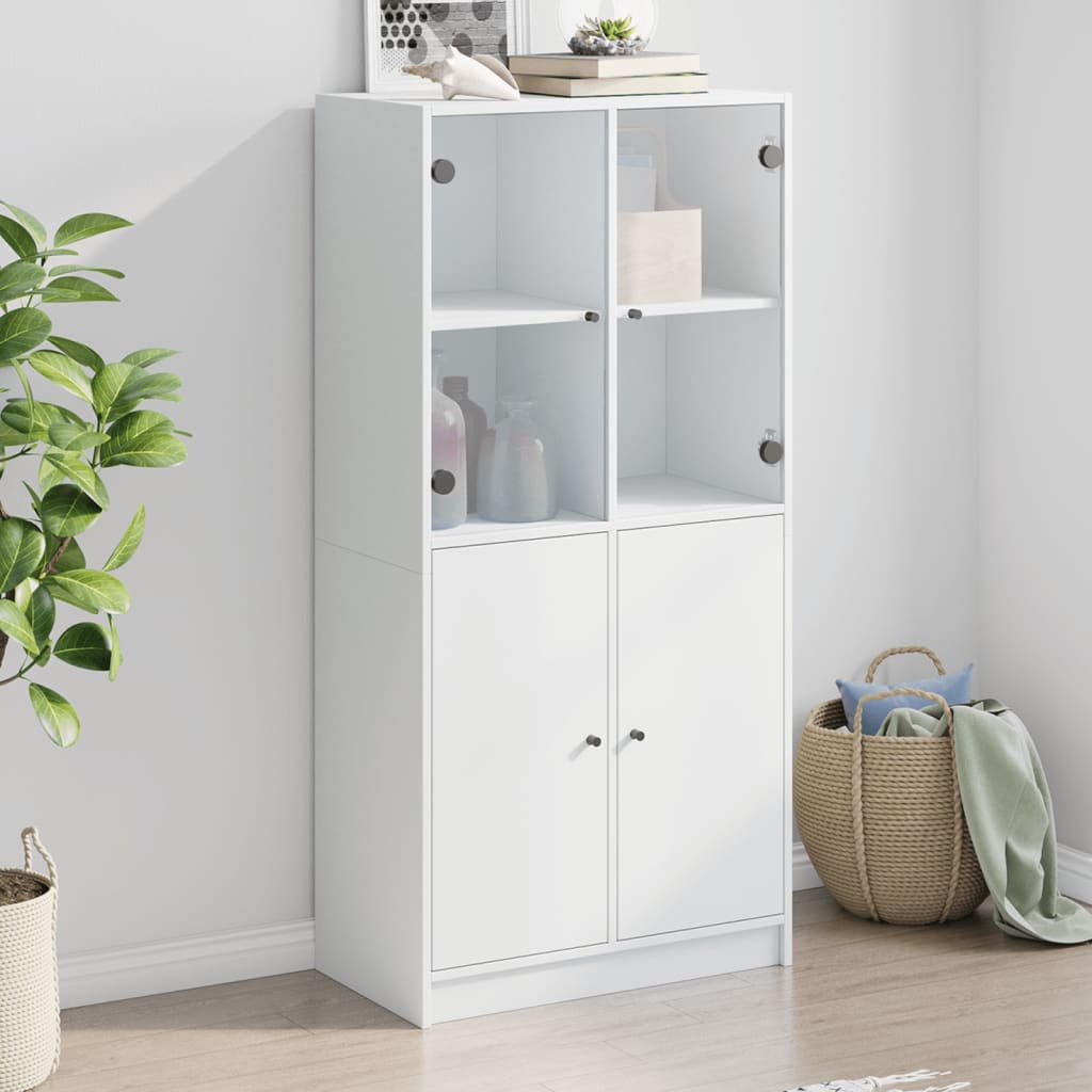 skab med låger 68x37x142 cm konstrueret træ hvid
