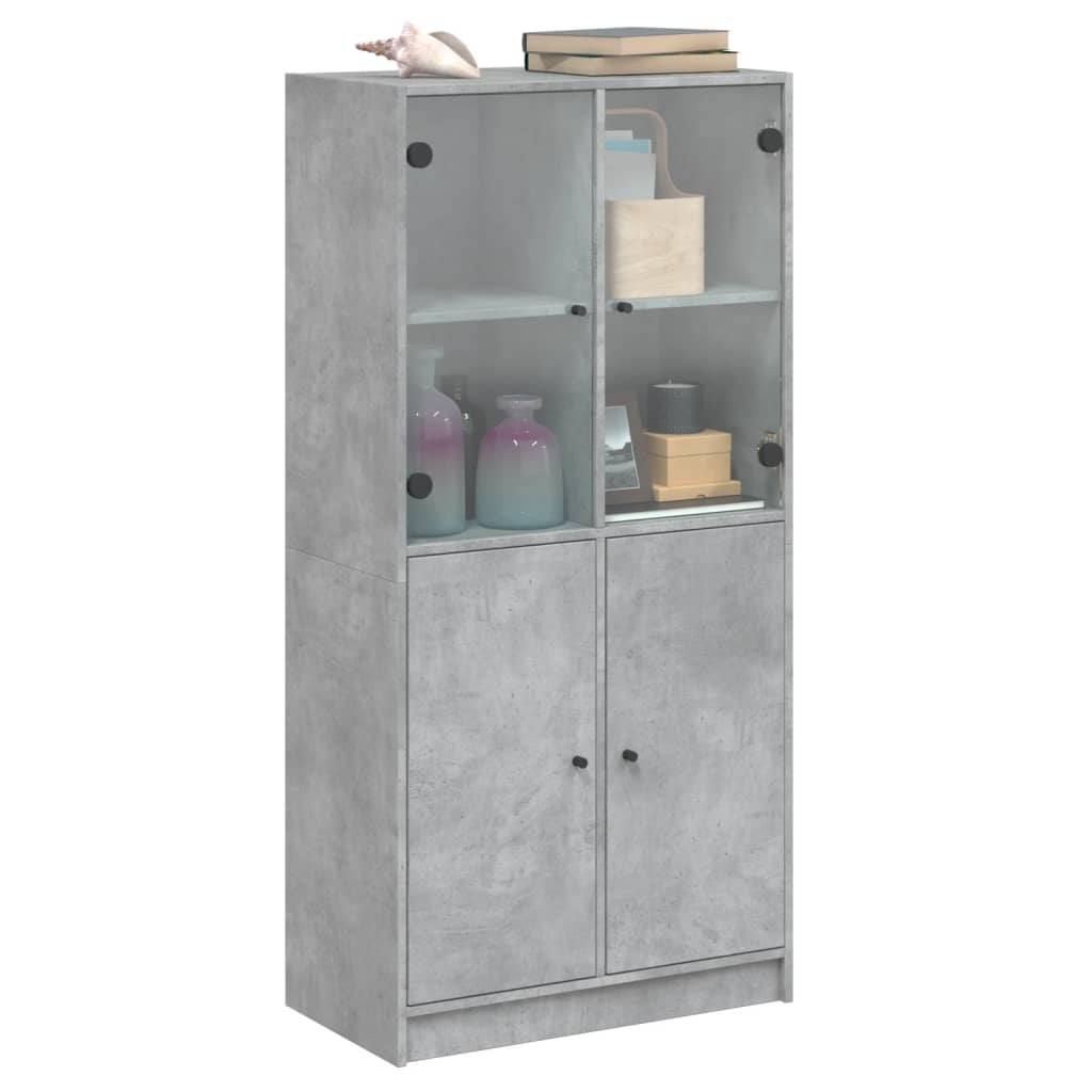 skab med låger 68x37x142 cm konstrueret træ betongrå