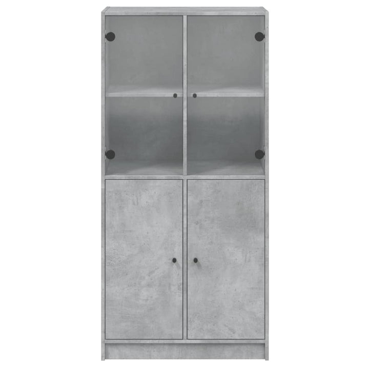 skab med låger 68x37x142 cm konstrueret træ betongrå