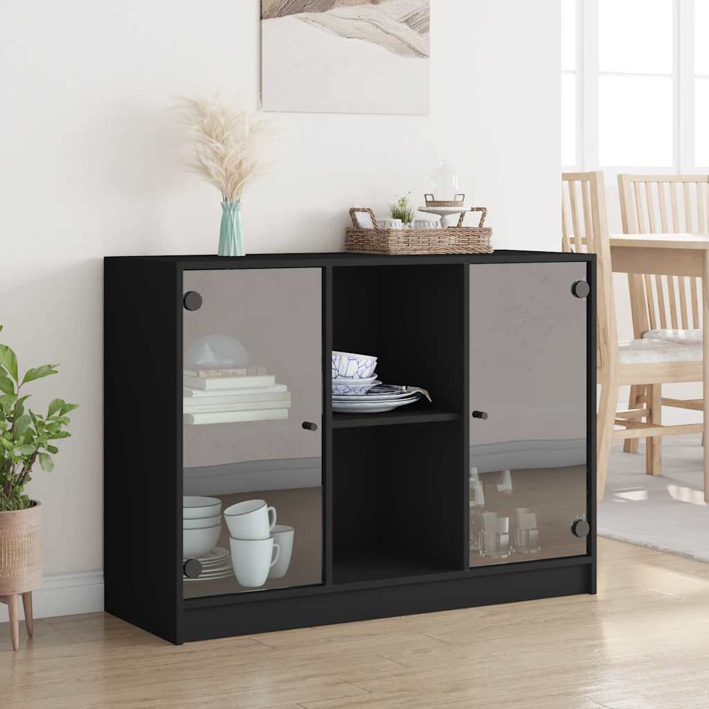 skænk 102x37x75,5 cm konstrueret træ sort