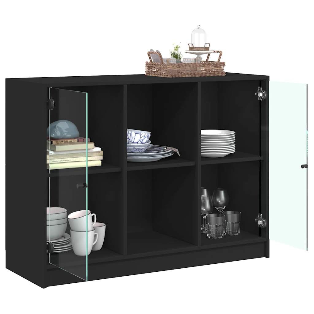 skænk 102x37x75,5 cm konstrueret træ sort