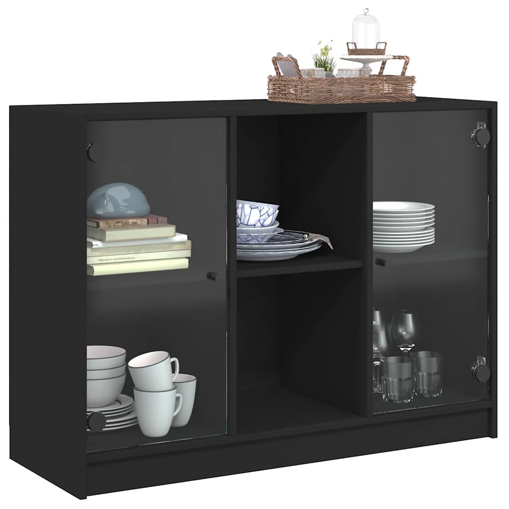 skænk 102x37x75,5 cm konstrueret træ sort