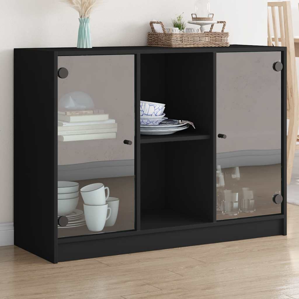 skænk 102x37x75,5 cm konstrueret træ sort