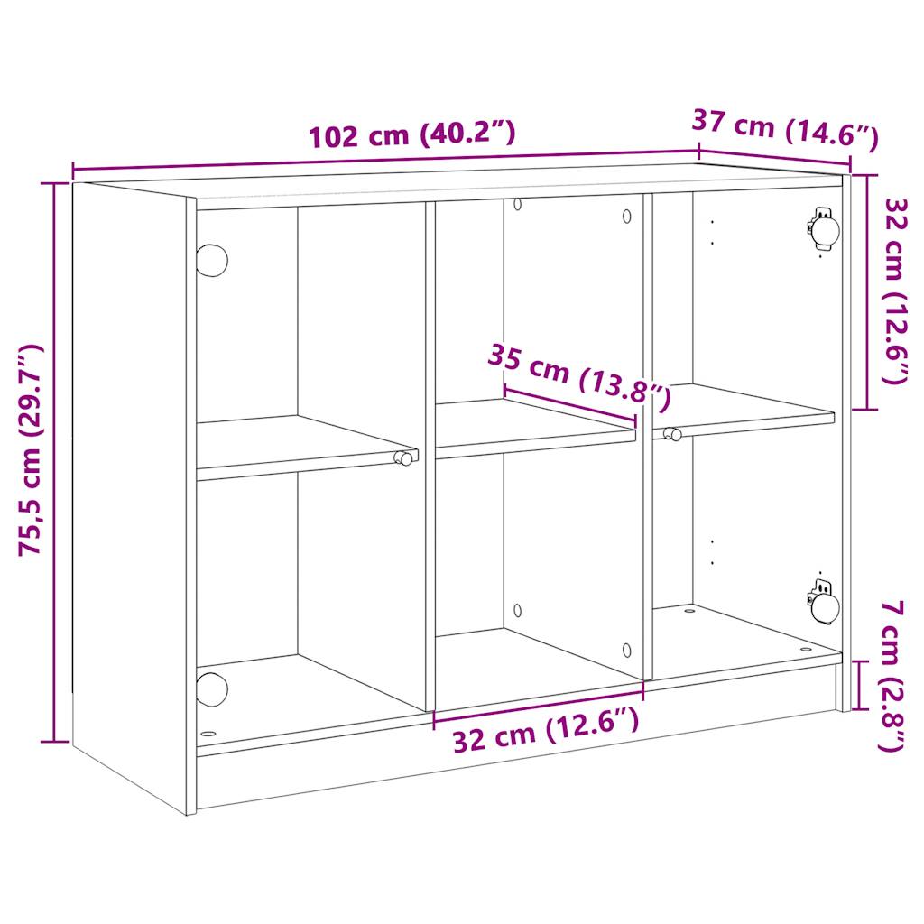 skænk 102x37x75,5 cm konstrueret træ sonoma-eg