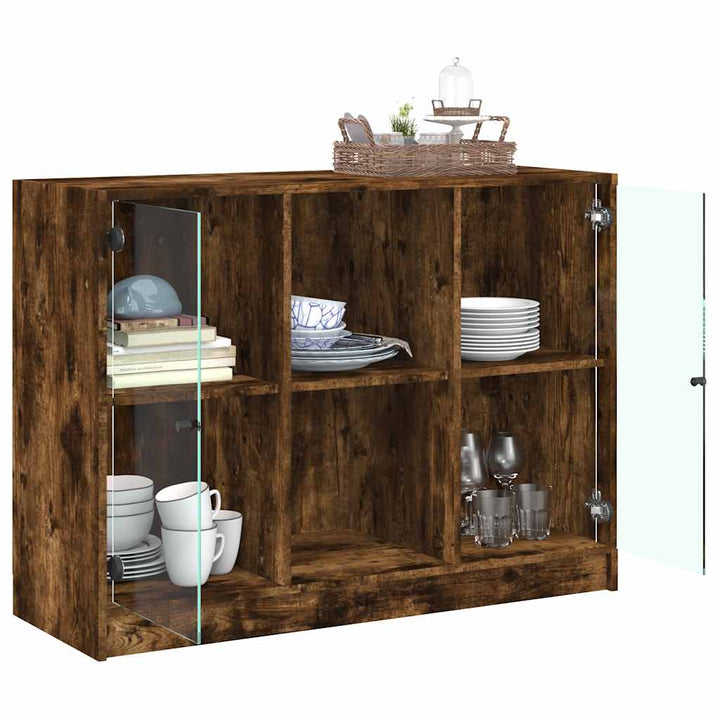 skænk 102x37x75,5 cm konstrueret træ røget egetræsfarve