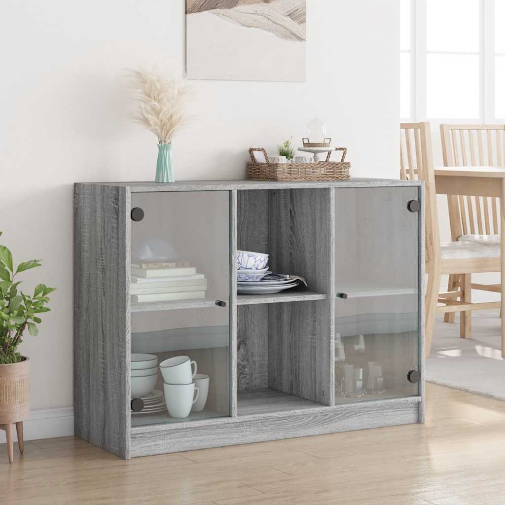 skænk 102x37x75,5 cm konstrueret træ grå sonoma-eg