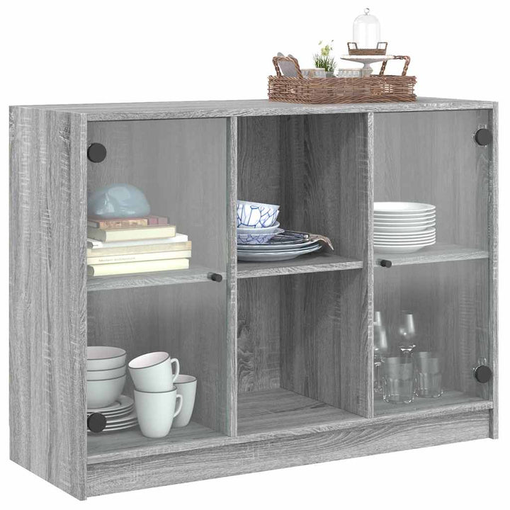 skænk 102x37x75,5 cm konstrueret træ grå sonoma-eg