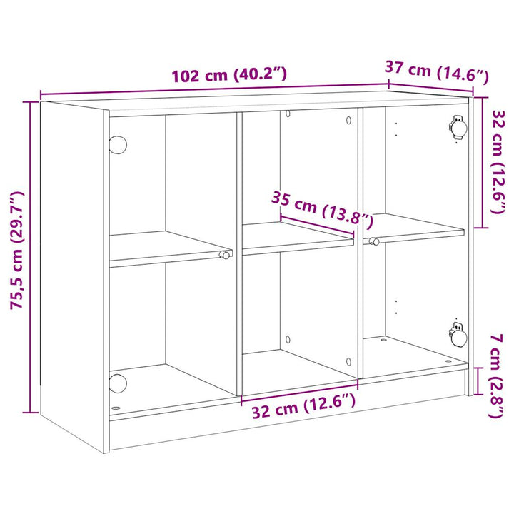 skænk 102x37x75,5 cm konstrueret træ grå sonoma-eg