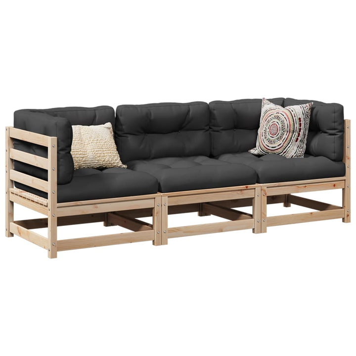 sofasæt til haven 3 dele massivt fyrretræ