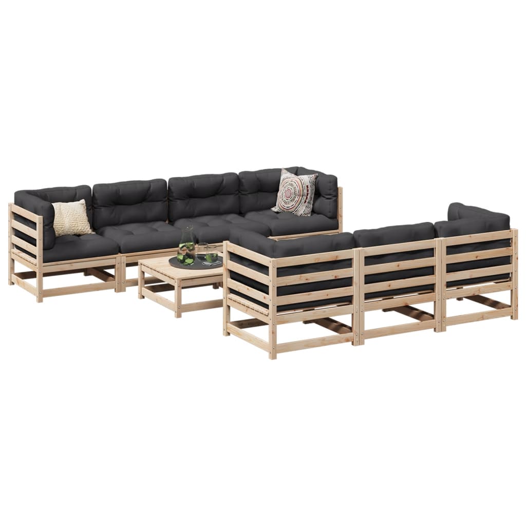 sofasæt til haven 8 dele med hynder massivt fyrretræ