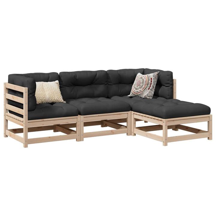 sofasæt til haven 4 dele massivt fyrretræ