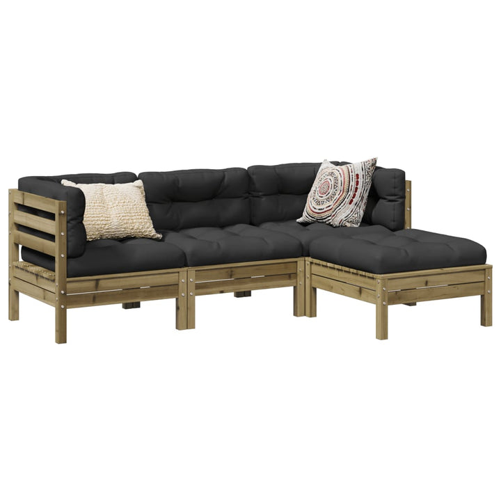sofasæt til haven 4 dele med hynder imprægneret fyrretræ