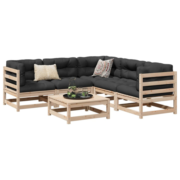 sofasæt til haven 6 dele massivt fyrretræ