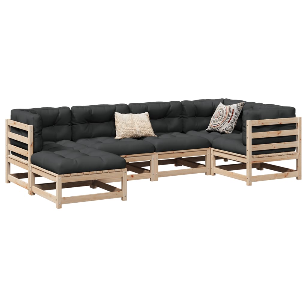 sofasæt til haven 6 dele massivt fyrretræ