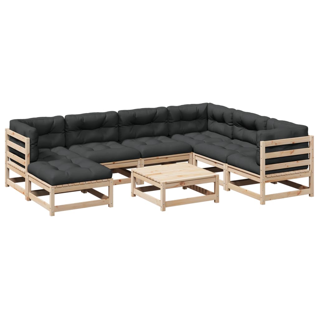 sofasæt til haven 8 dele med hynder massivt fyrretræ