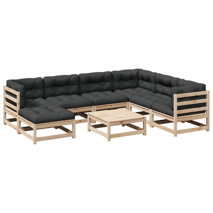 sofasæt til haven 8 dele med hynder massivt fyrretræ
