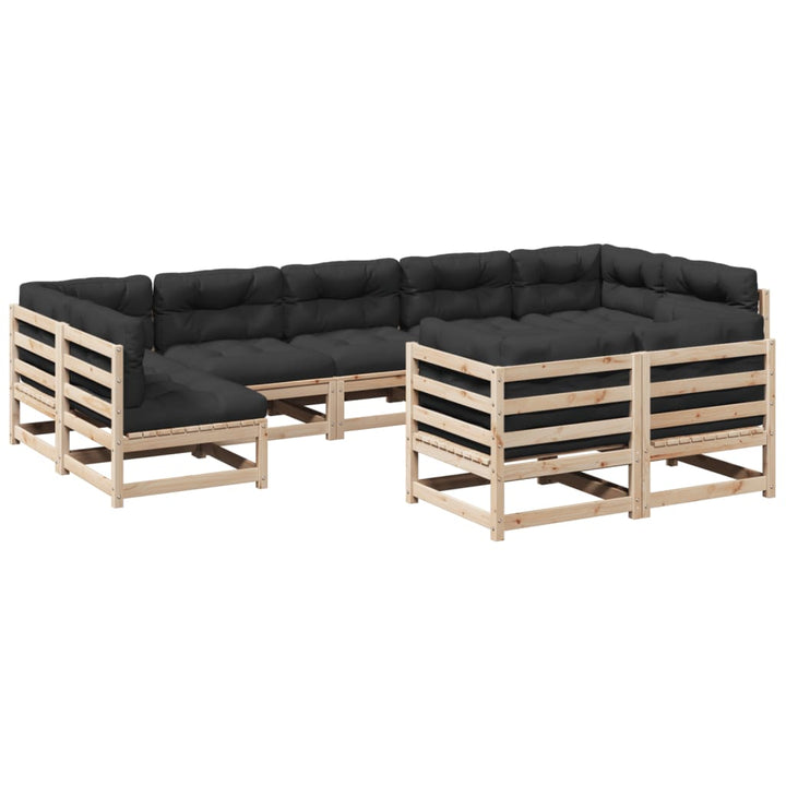 sofasæt til haven 9 dele med hynder massivt fyrretræ