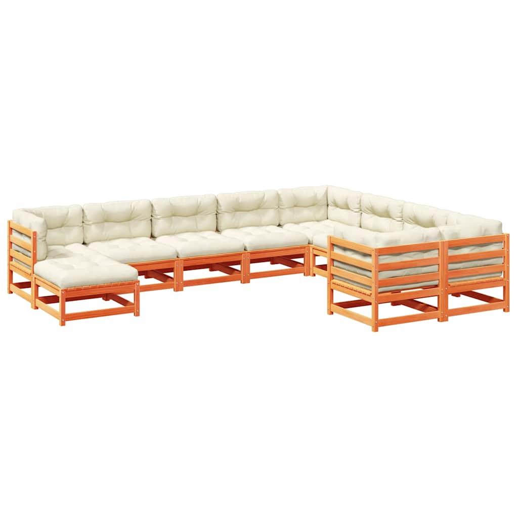 sofasæt til haven 8 dele med hynder massivt fyr gyldenbrun