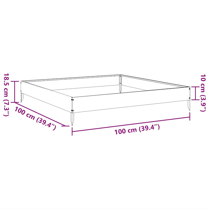 højbed 100x100x18,5 cm galvaniseret stål