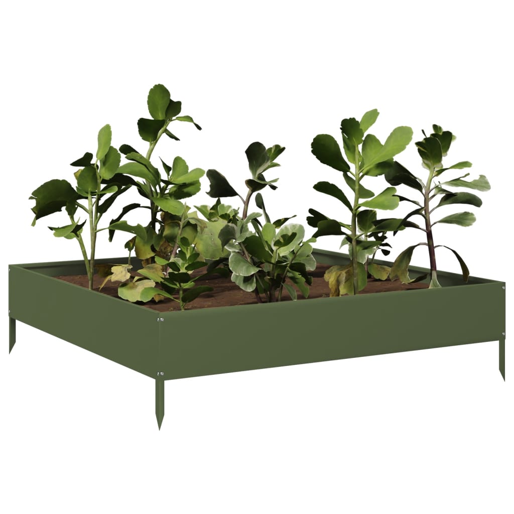 højbed 100x100x26 cm stål olivengrøn