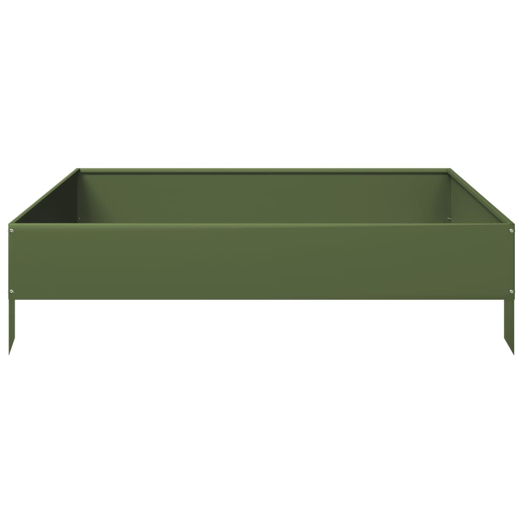 højbed 100x100x26 cm stål olivengrøn