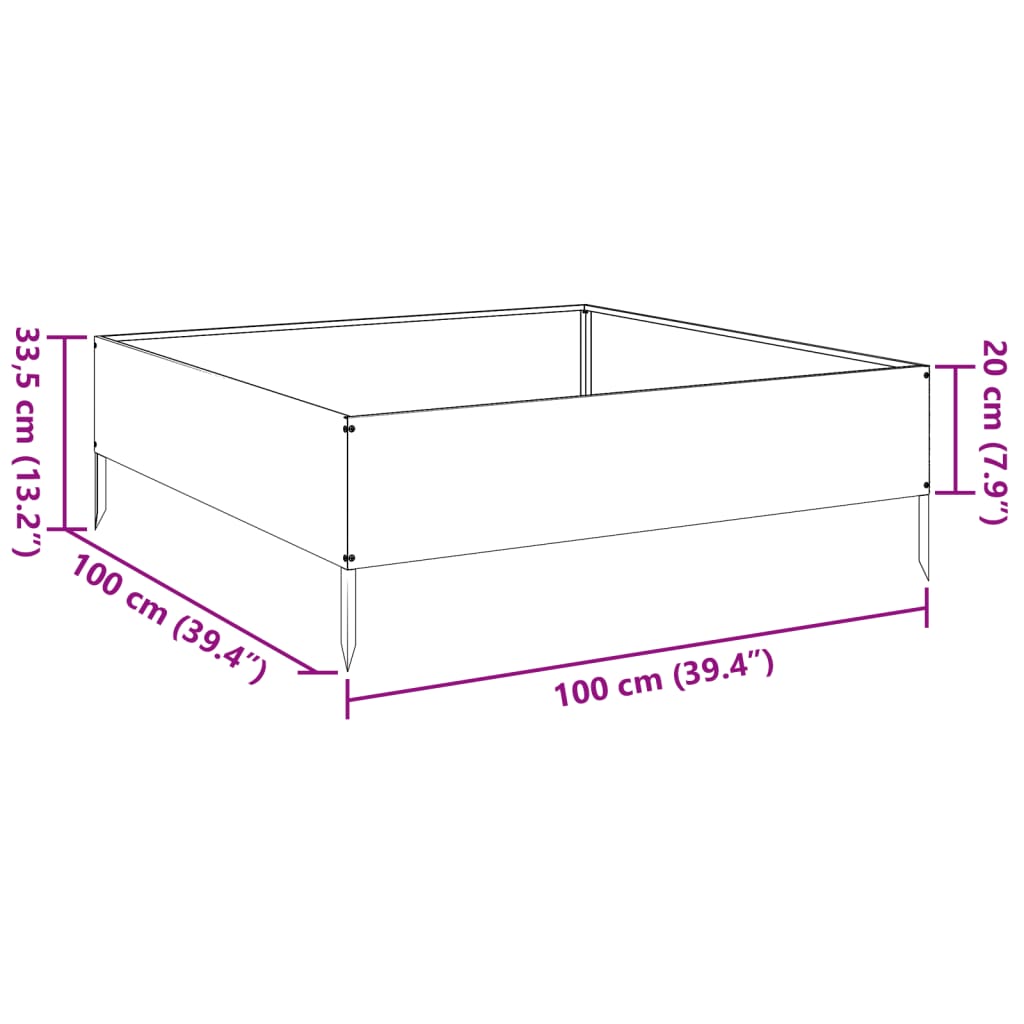 højbed 100x100x33,5 cm stål sort