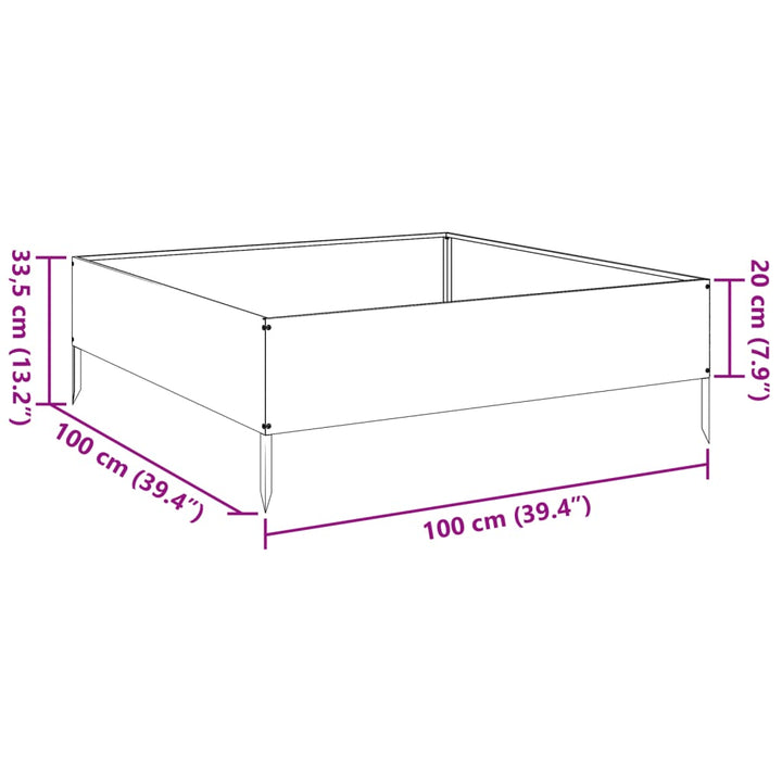 højbed 100x100x33,5 cm stål sort