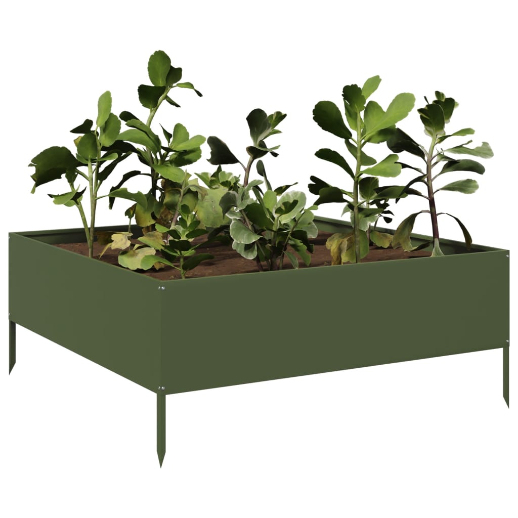 højbed 100x100x41 cm stål olivengrøn