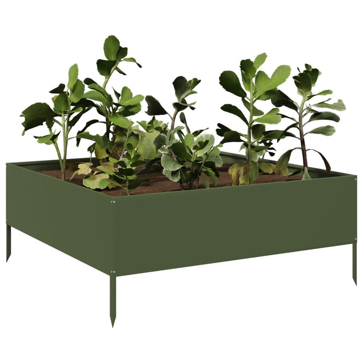 højbed 100x100x41 cm stål olivengrøn