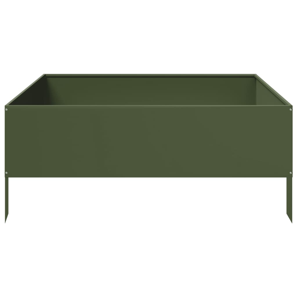 højbed 100x100x41 cm stål olivengrøn