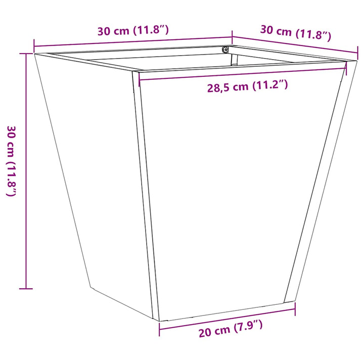 plantekasse 30x30x30 cm stål hvid