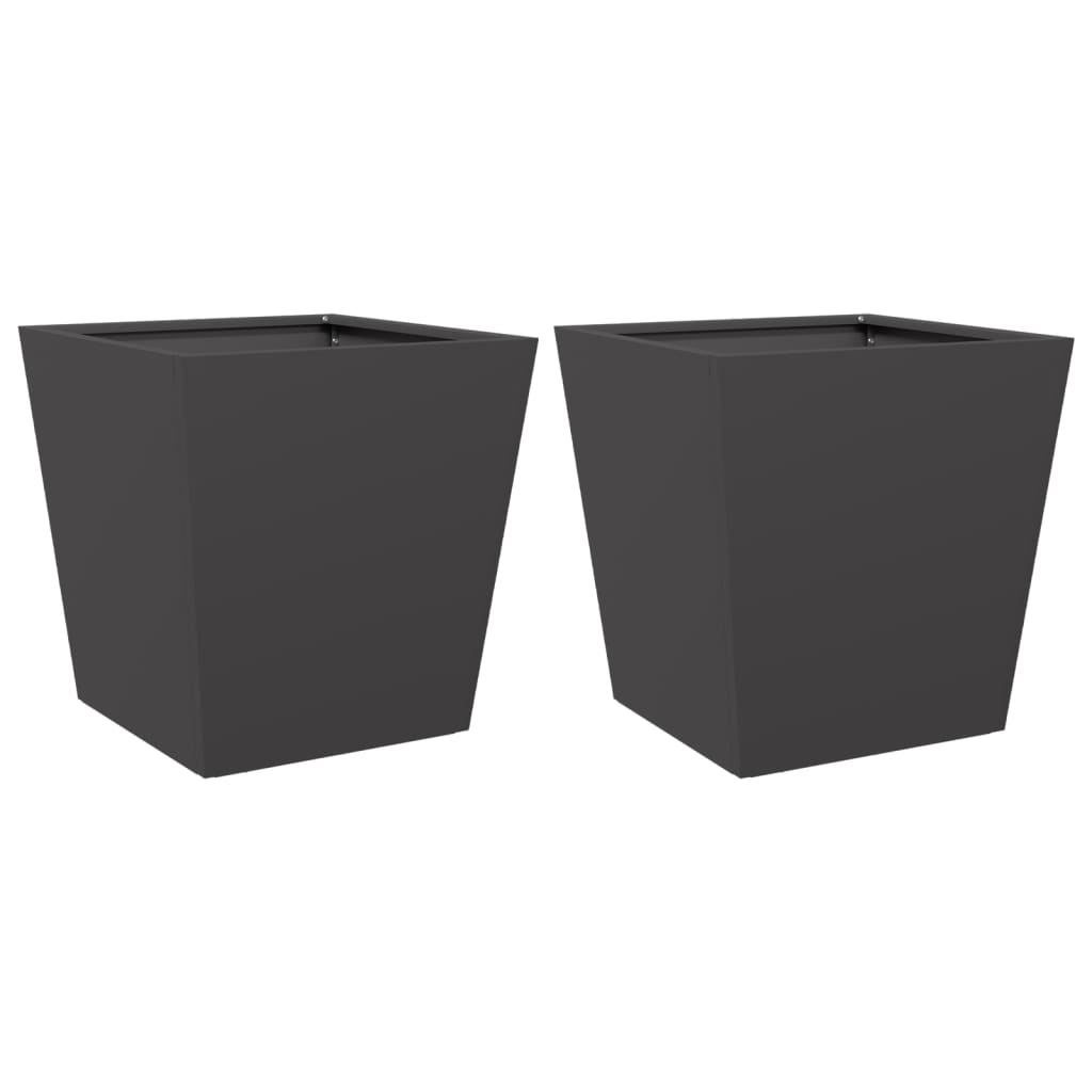 plantekrukker 2 stk. 40x40x40 cm stål sort