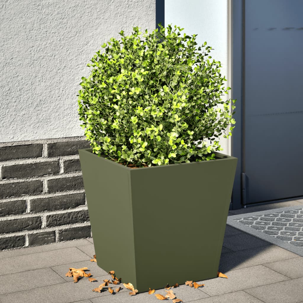 plantekrukker 2 stk. 40x40x40 cm stål olivengrøn